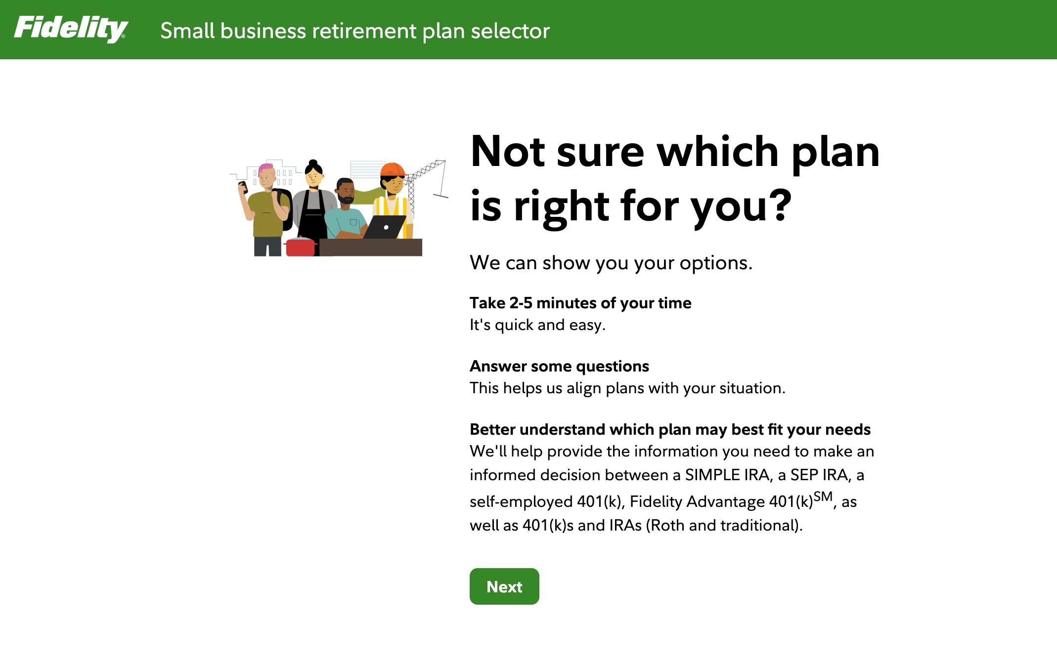 Plan Selector Tool — live on Fidelity.com